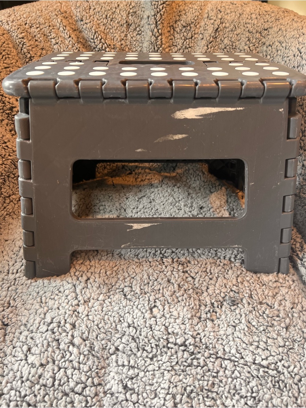 Folding Step Stool - Dark Gray with White Dots